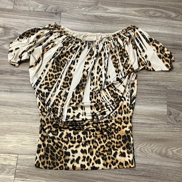 Studio Y Tops - Studio Y Animal Print Off-Shoulder Blouse
